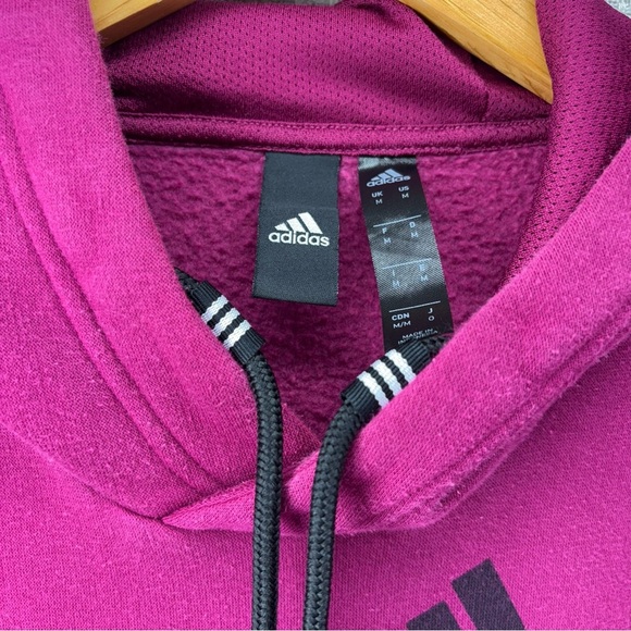 Adidas Hoodie Sweatshirt Men Med Purple Essential Pullover All Over Print Logo - Picture 3 of 8